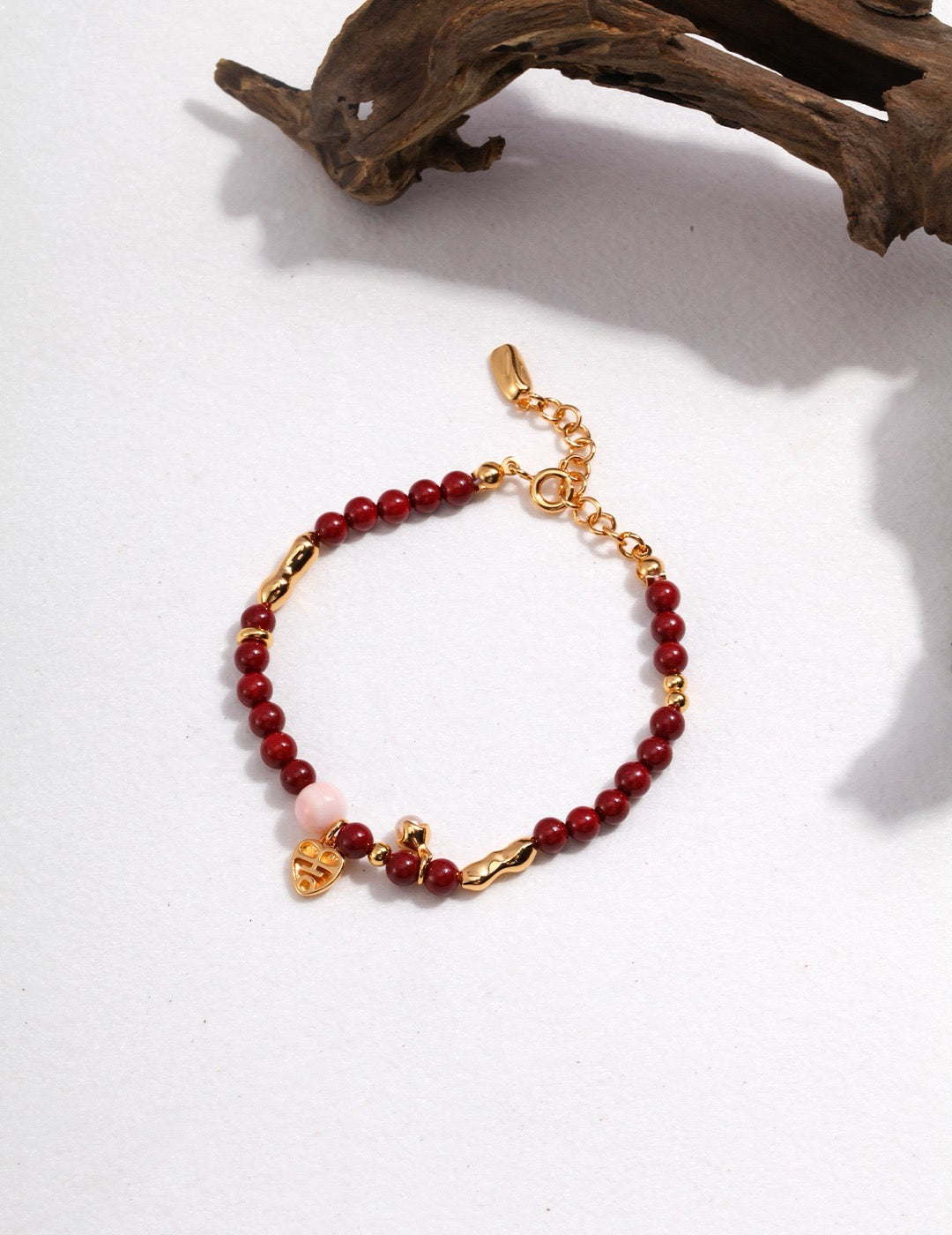 Women’s Exclusive Pure Silver & Cinnabar Artisan Bracelet