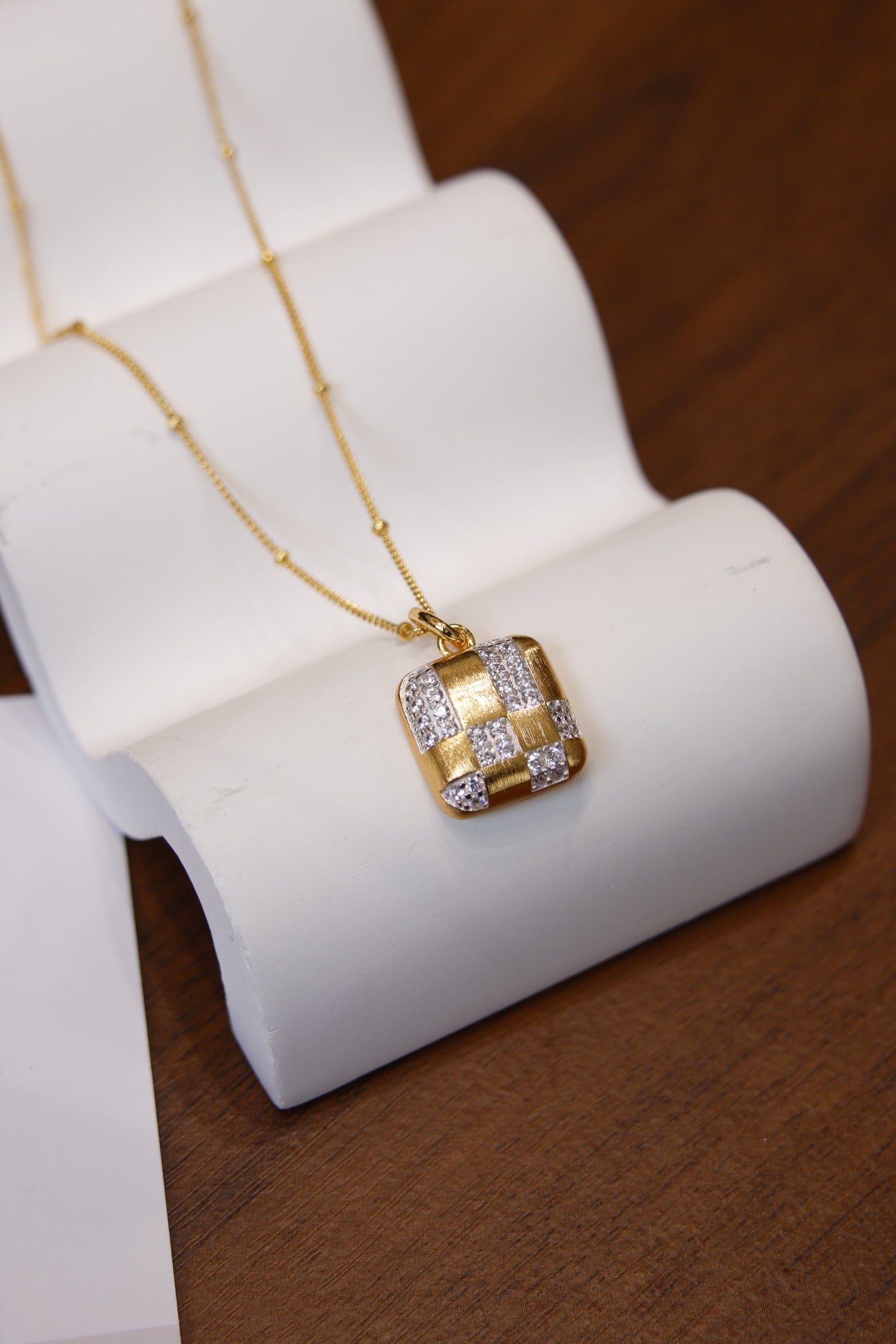 18K Gold-Plated Women’s Sugar Cube Pendant
