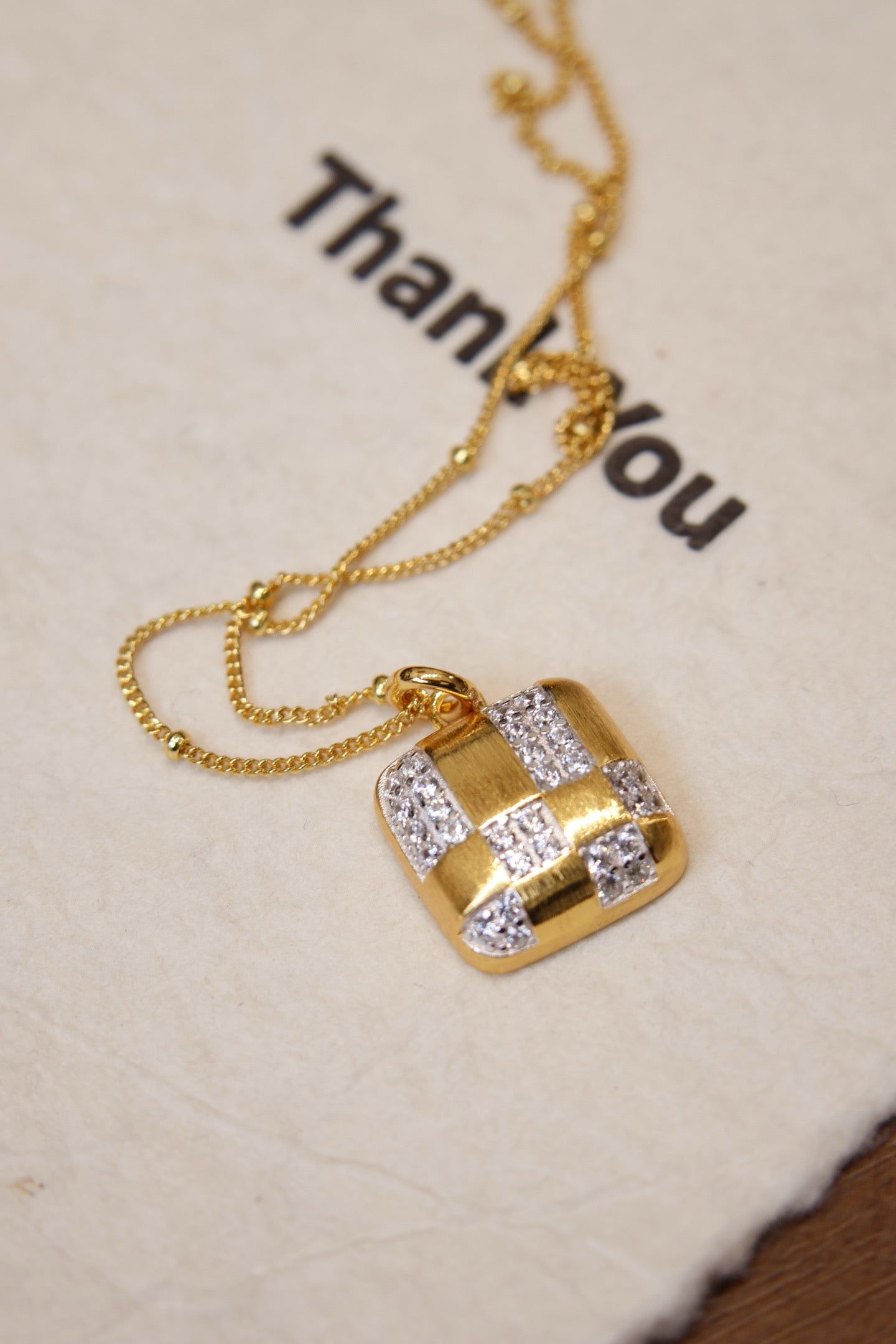 18K Gold-Plated Women’s Sugar Cube Pendant
