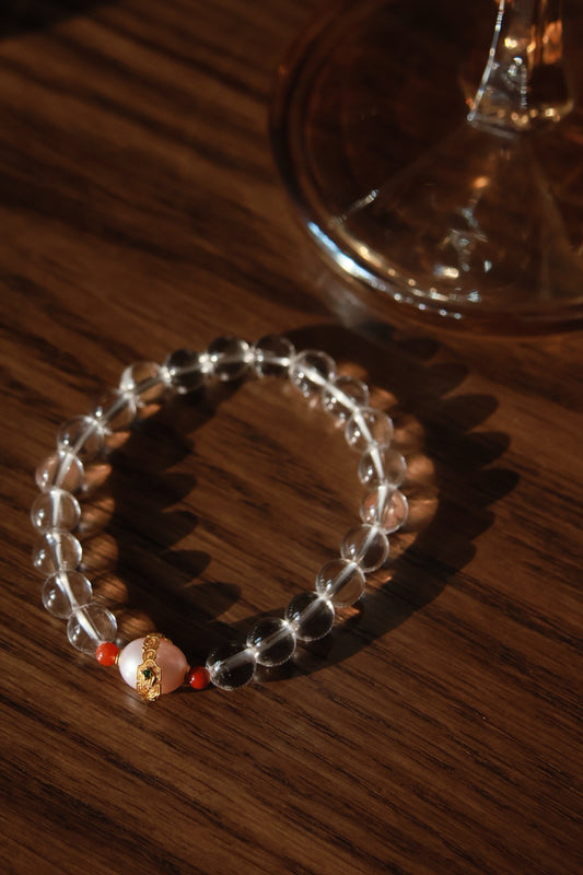 [Crystal Collection] 
Women’s Natural White Crystal (8mm), Natural Freshwater Pearls