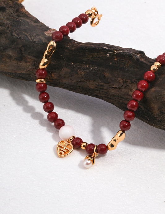 Women’s Exclusive Pure Silver & Cinnabar Artisan Bracelet