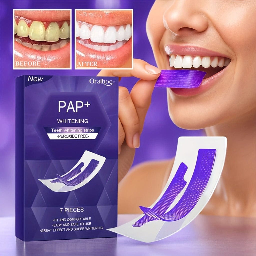 Purple Teeth Whitening Strips Dry Application 7 Pairs 14 Patches-1 Box