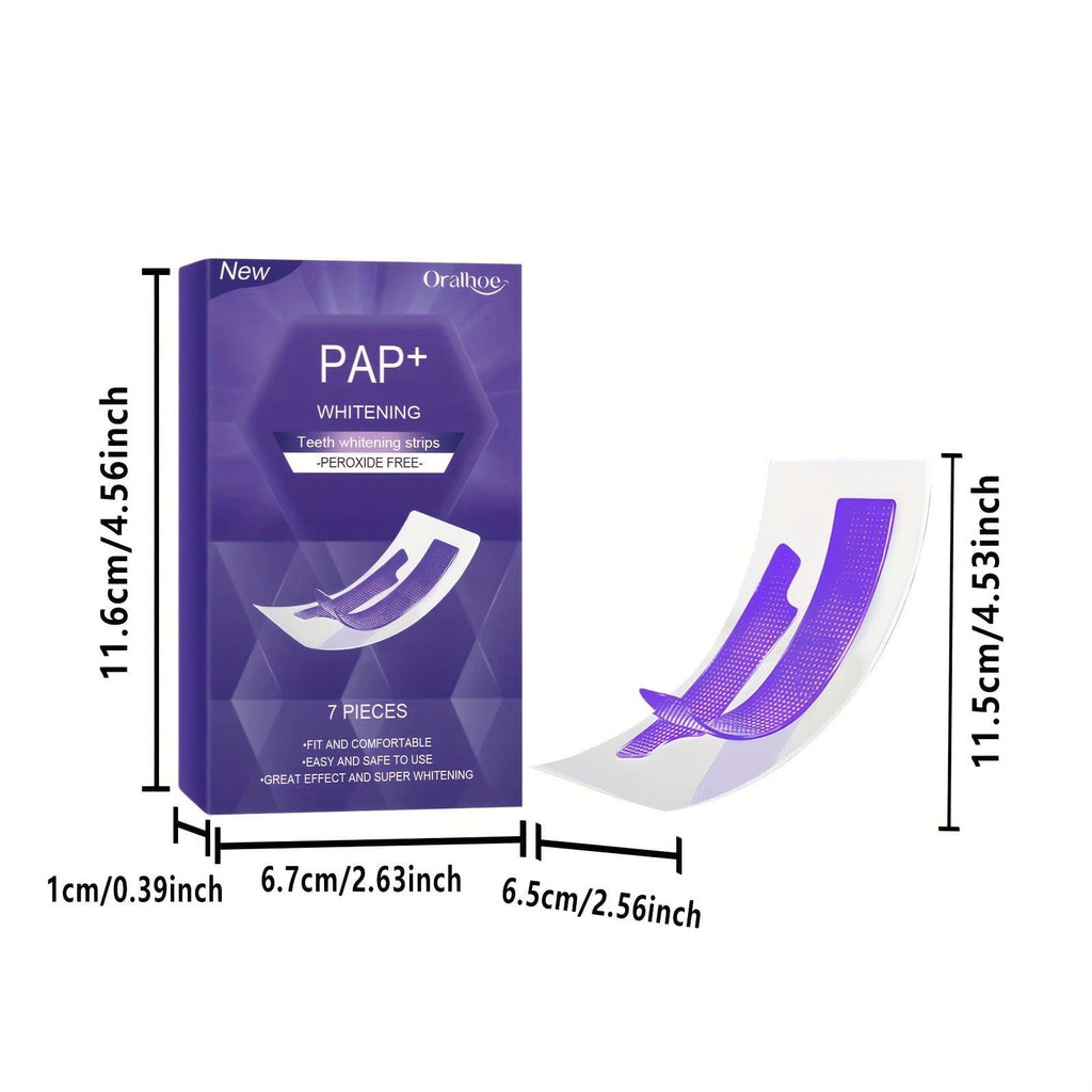 Purple Teeth Whitening Strips Dry Application 7 Pairs 14 Patches-1 Box